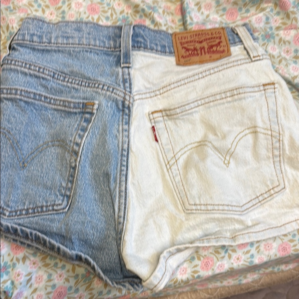 Levi's Blue and White Denim Shorts